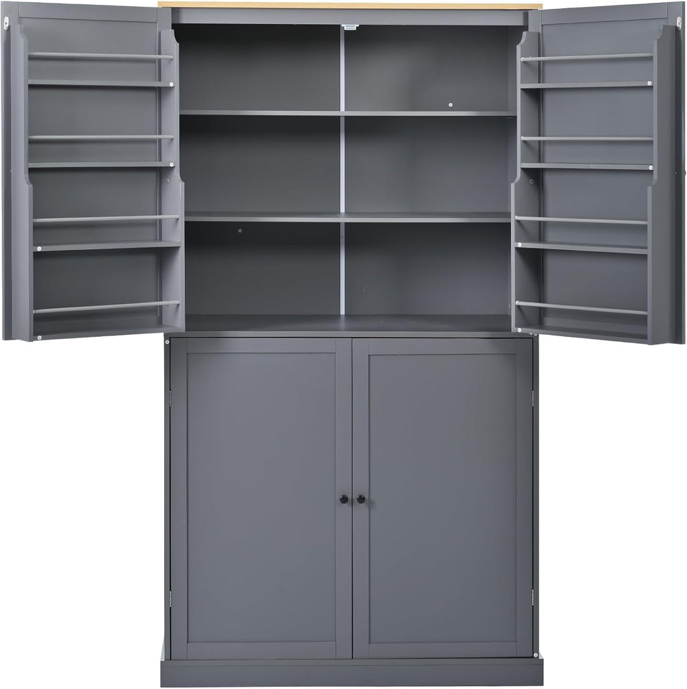 71" Tall Kitchen Pantry Storage Cabinet with 4 Doors, Freestanding Woode...