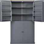 40.2x20x71.3inch High Freestanding Kitchen Pantry Large Cupboard Storage Cabinet with 2 Drawers, 2 Adjustable Shelves, 8 Door Shelves for Kitchen, Dining Room,Gray