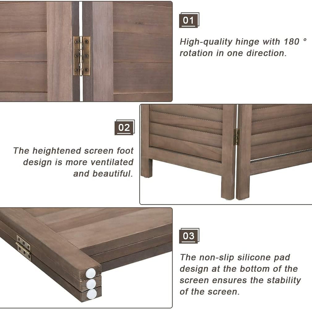 Meet Perfect 3-Panel Room Divider, Folding Woven Privacy Screen, Brown