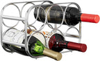 Buruis 6-Bottle Countertop Wine Rack, Metal Wine Bottle Holder, Chrome | No Assembly Required, Space-Saving Wine Storage, Kitchen Bar Organizer, Red & White Wine Display, Modern Home Decor