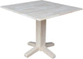 IC International Concepts 36" Square Dual Drop Leaf Dining Table Solid Real Wood, Sturdy Parawood, 36"W x 36"D x 30"H, Unfinished