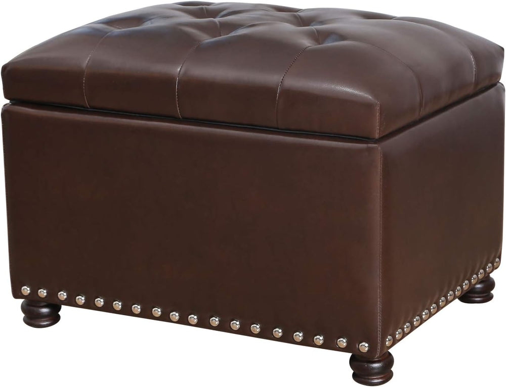 Joveco Faux Leather Storage Ottoman Bench Rectangle 24 Inch Foot Rest Ottoman...