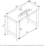 FURINNO Jaya Writing Desk For Residential Use With DrawerBlack, Blackwood, Large