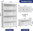200GAL Extra Large Storage Bins with Lid, 800QT Collapsible Organizer with Wheels, Stackable Closet Cabinet with Doors, Folding Storage Containers for Home, Office, Kitchen, 4Pack White