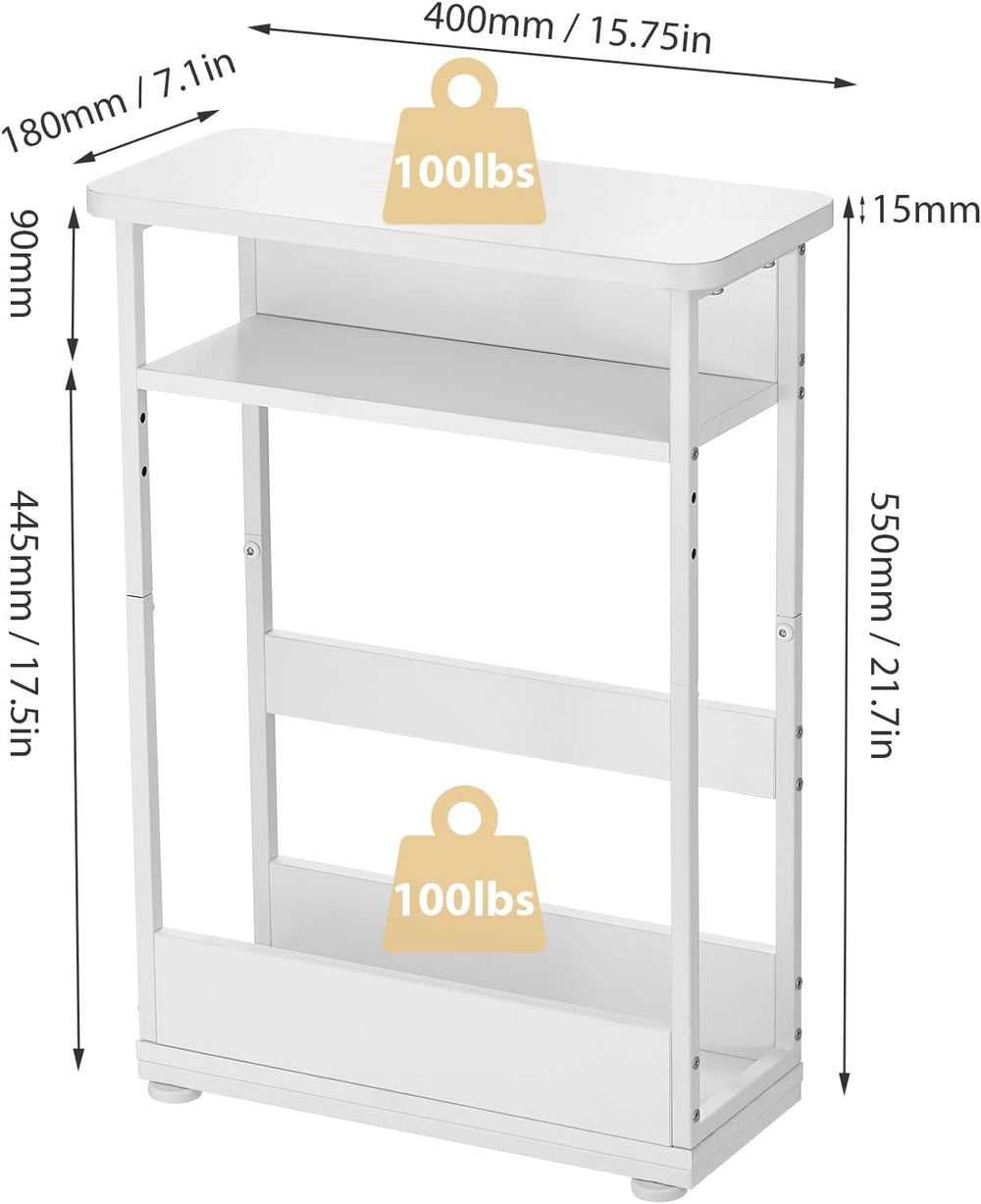 Narrow Side Table,3-Tier Slim End Table with Storage Shelf,Modern Sofa Table ...