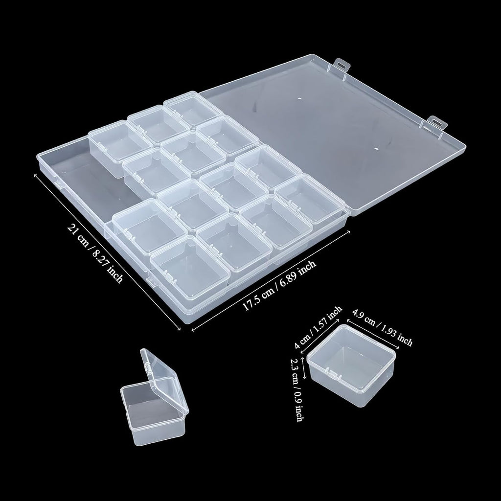 85 Pack Rectangular Mixed Sizes Clear Plastic Storage Containers | Hinged Lid, For Beads and Small Craft Items, 5 Outer + 80 Inner Boxes