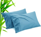 TELUS Blue Pillow Cases King Size 2 Pack, Bamboo Rayon Cooling Pillowcases with Envelope Closure, Cool Breathable Pillow Cover for Hot Sleepers & Night Sweats, 20x40 inches