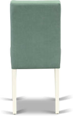East West Furniture ANAS3-LWH-43 3 Piece Dining Table Set consists A Dinner Table and 2 Willow Green Polyester Fabric Parson Kitchen Chairs with Stylish Back- Linen White Finish