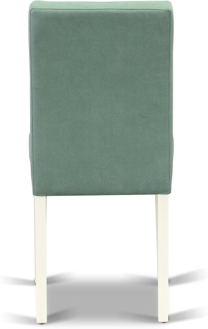 East West Furniture DOAS9-LWH-43 9 Piece Mid Century Modern Dining Table Set Consists A Wooden Dining Table and 8 Willow Green Polyester Fabric Upholstered Chairs, Linen White