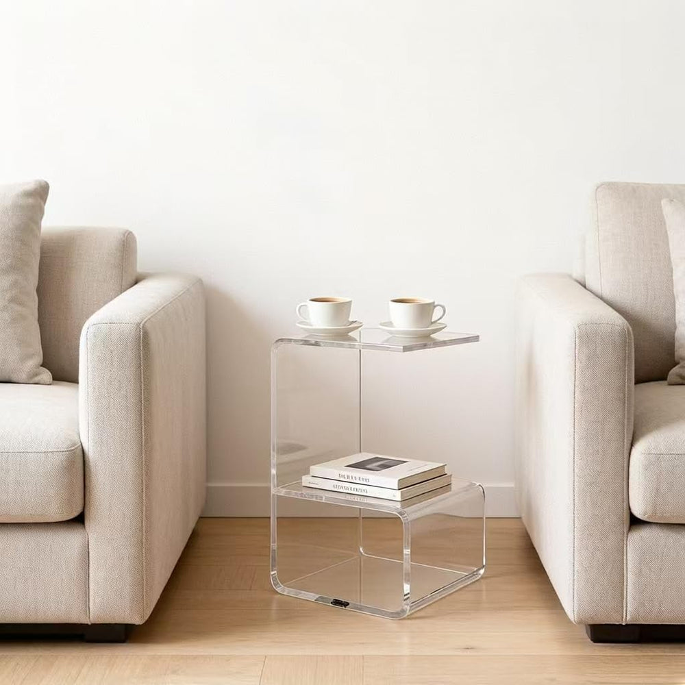 Acrylic End Table for Nightstand,21" H C-Shaped End Table for Living Roo...
