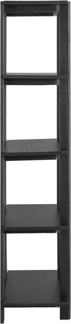 Merax 4 Shelf Narrow Bookcase H-70 L-33 Acacia Wood Open Bookshelf, Contemporary Farmhouse Style Display Storage Shelf for Home Office Studio, Ebonized Finish
