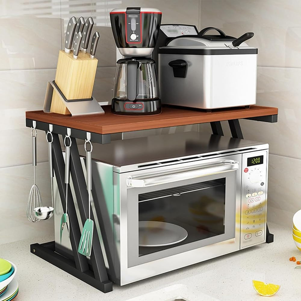 Two Tier Microwave Stand with Vent Rack Freestanding Kitchen Baker's Rack...