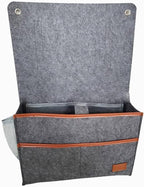 Bedside Caddy,Felt Bedside Storage Organizer, Hanging Storage for Dorm Bed Sofa for tablet Magazine Phone Remotes Water Bottle Holder (Grey)