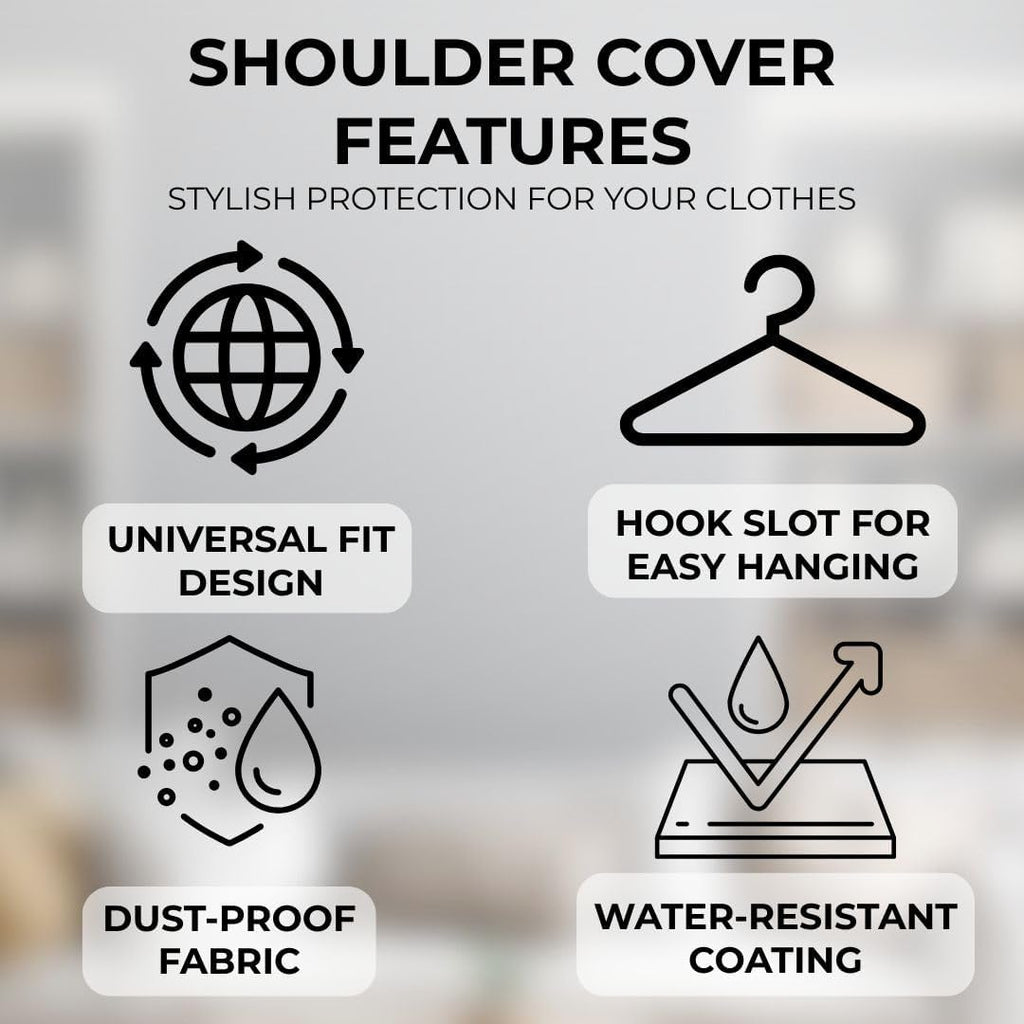 Shoulder Covers for Clothes - Breathable Garment Dust Covers Protectors for Suit, Coats, Jackets, Dress Closet Storage (Grey, Set of 5)