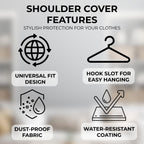 Shoulder Covers for Clothes - Breathable Garment Dust Covers Protectors for Suit, Coats, Jackets, Dress Closet Storage (Grey, Set of 5)