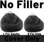 LPMOERA Stuffed Animal Storage Bean Bag Chair Cover (No Filler) Zipper Soft Fuzzy Fluffy Stuffable Bean Bag Cover for Organizing Children Plush Toys or Memory Black Large
