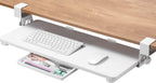 ETHU Keyboard Tray Under Desk, 26.77" X 11.81" Large Size Keyboard Tray with C Clamp-on Mount Easy to Install, Computer Keyboard Stand, Ergonomic Keyboard Tray for Home and Office(White)