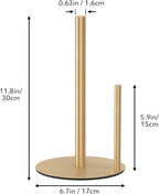 Paper Towel Holder Gold, Premium Stainless Steel Kitchen Roll Dispenser, Countertop Roll Organizer