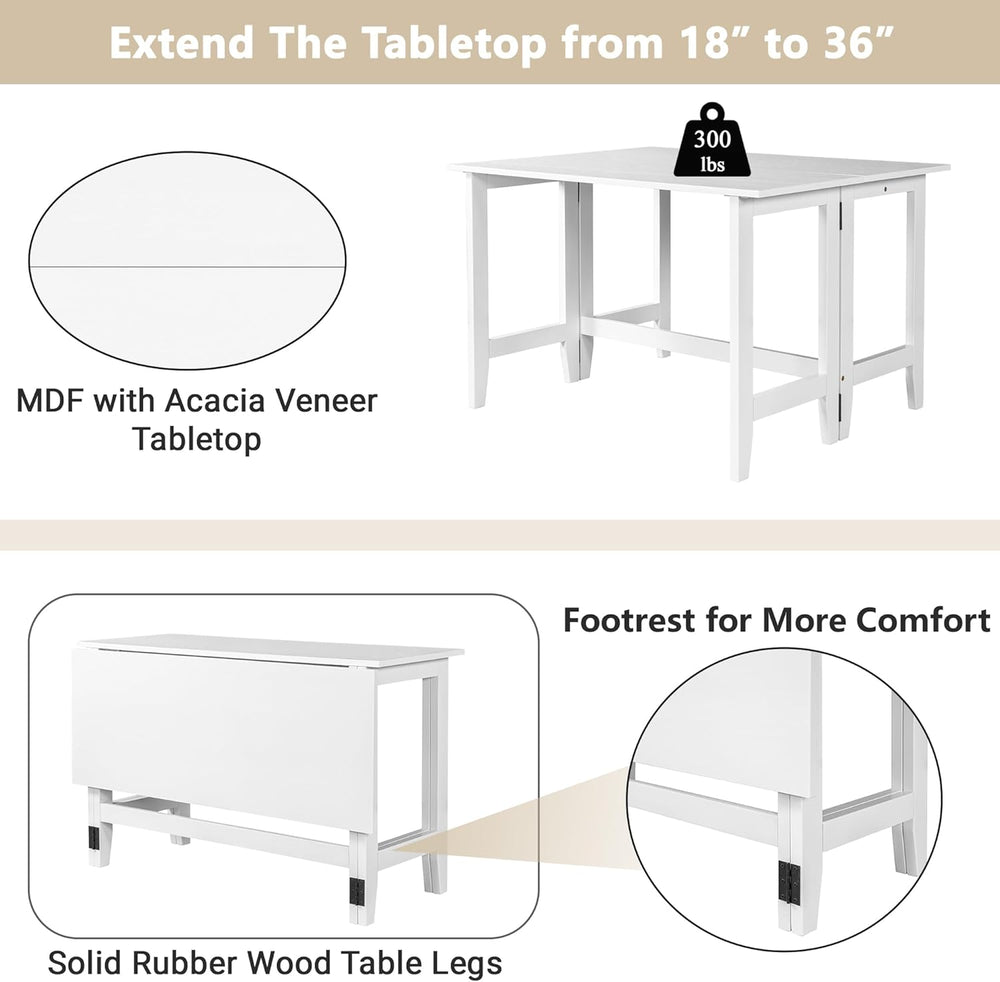 GDFStudio Marford 47" Extendable Dining Table, Modern Rectangular Kitche...