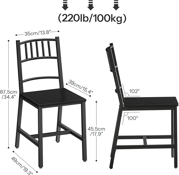 HOOBRO Kitchen Chairs Set of 2, Wooden Dining Room Chairs with Metal Frame, D...