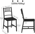 HOOBRO Kitchen Chairs Set of 2, Wooden Dining Room Chairs with Metal Frame, Dining Chairs with Back, Easy to Assemble, Farmhouse Dining Chairs for Kitchen, Living Room, Black BB39CD01