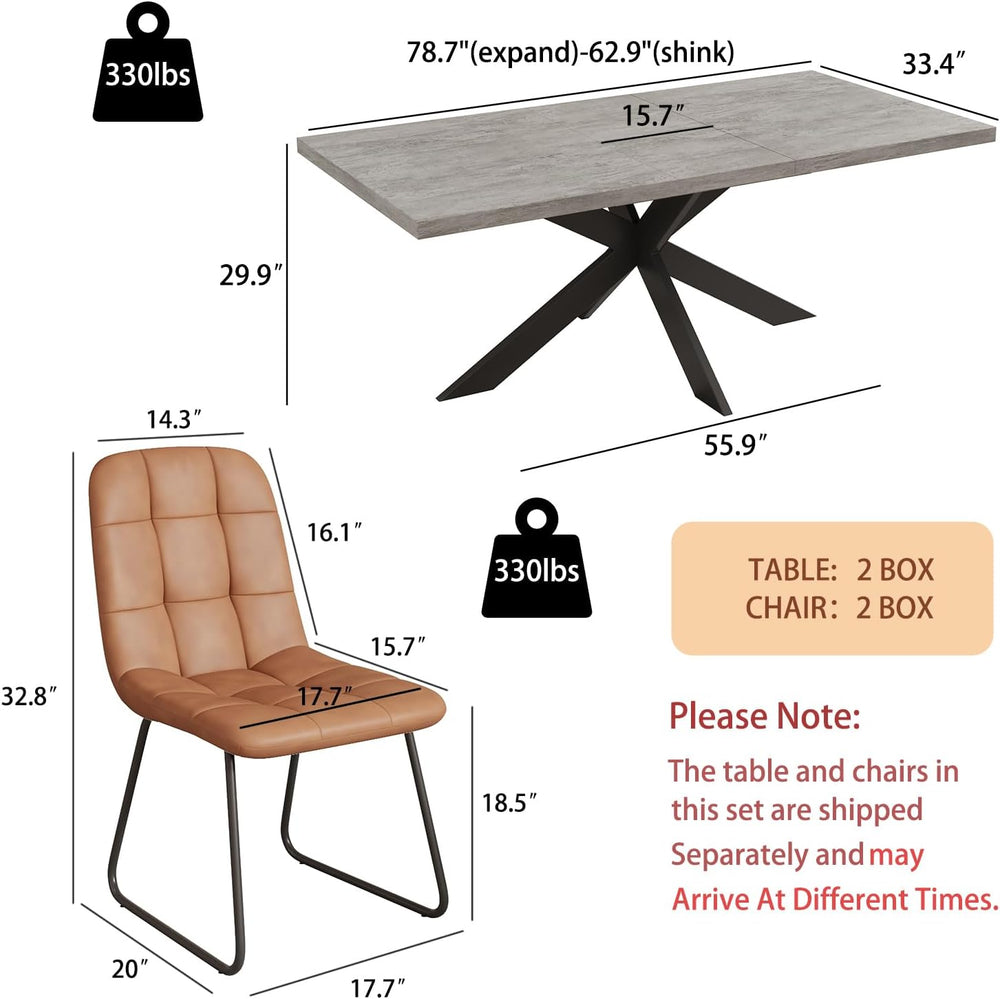 ZckyCine 7-Piece Dining Table Set, 63"-79" Extendable Rectangular W...