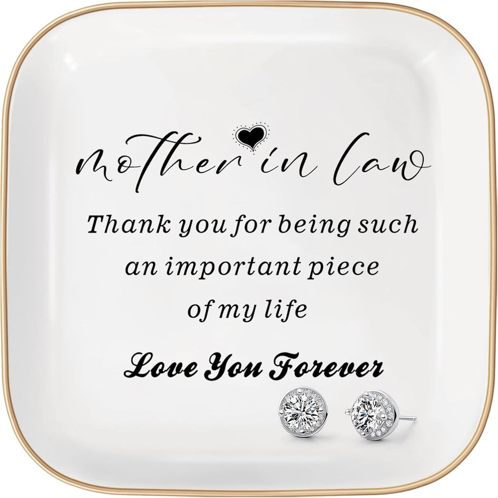 Birthday Gift for Mother in Law from Daughter in Law, Mother's Day,Thanksgiving, Gift for Mom Ceramic Ring Dish Decorative Jewelry Tray