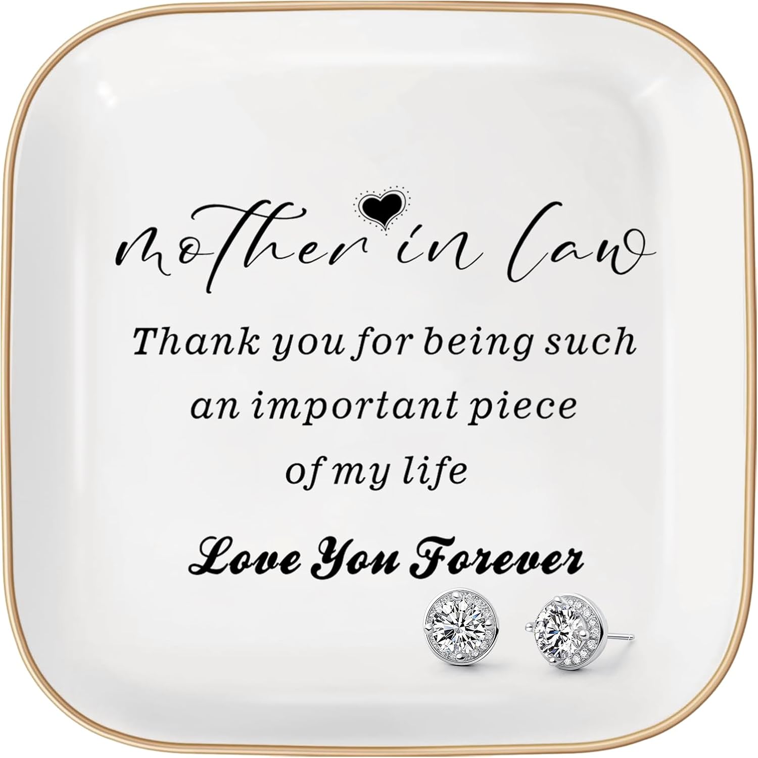 Birthday Gift for Mother in Law from Daughter in Law, Mother's Day,Thanksgiving, Gift for Mom Ceramic Ring Dish Decorative Jewelry Tray