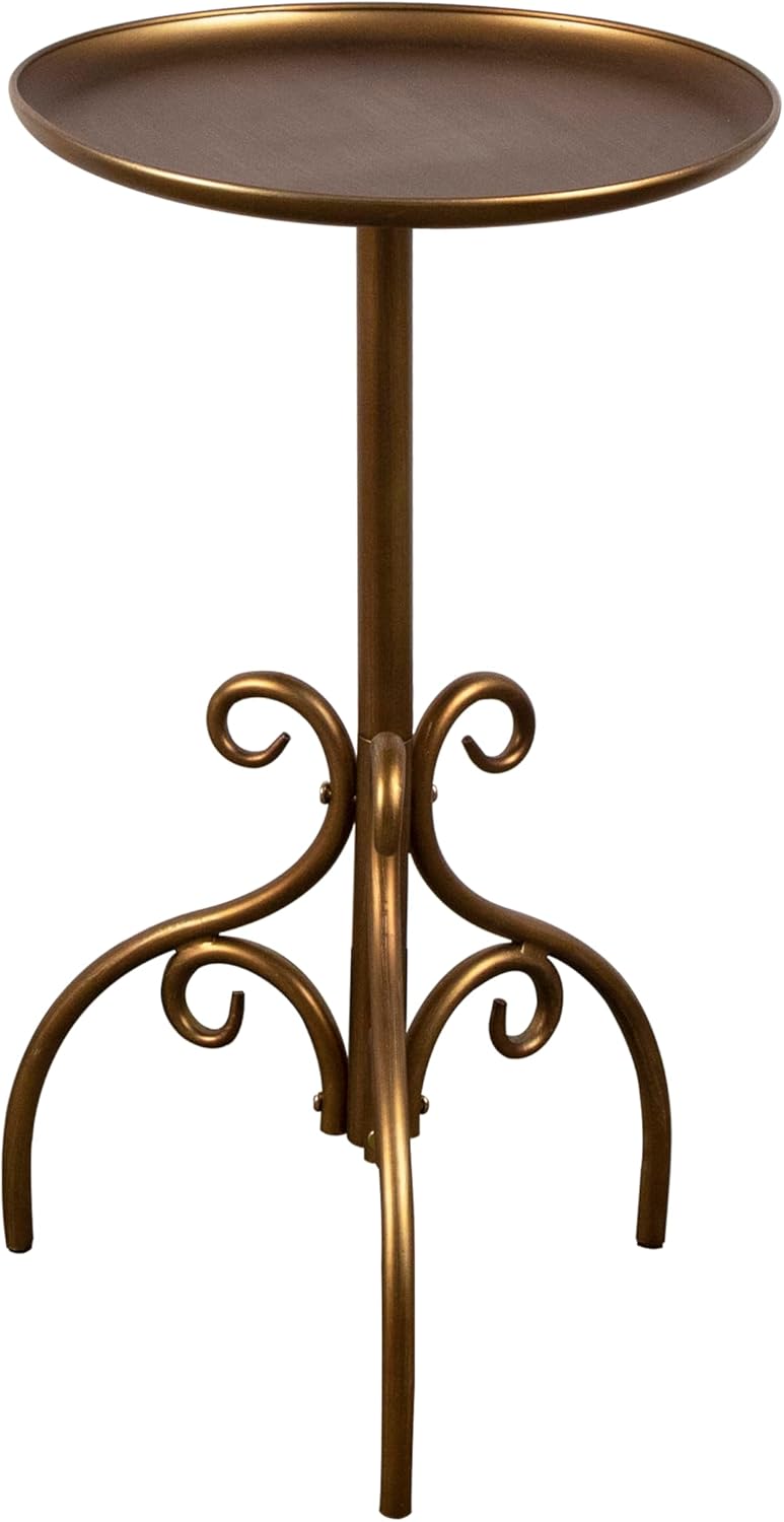 Round Side Table, Small Metal Drink Table for Small Spaces, Modern Martini Ta...