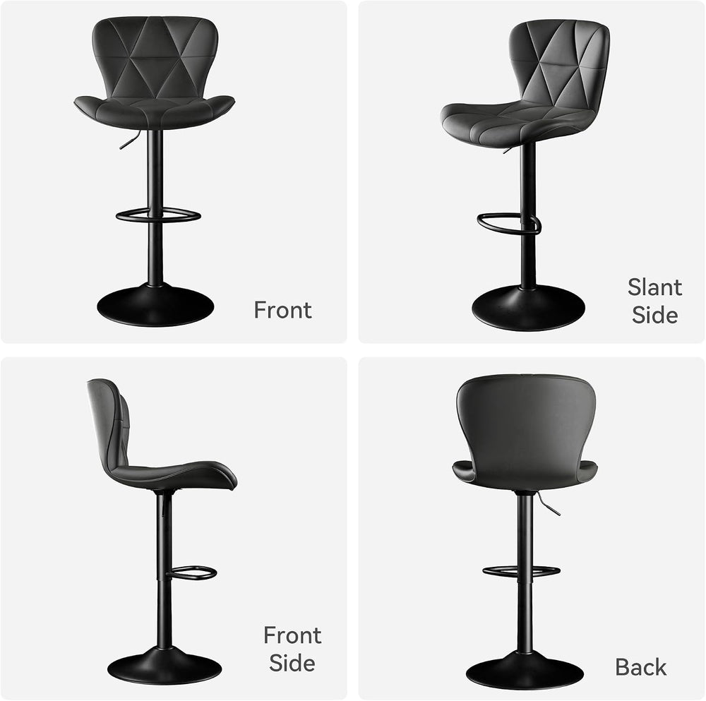 Bar Stools,Adjustable Swivel Barstools, Faux Leather Bar Chairs,Upholstered C...