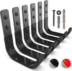 Garage Hooks 4 Inch, 6 Pack Heavy Duty Wall Hooks for Hanging, Ladder Hangers for Garage Wall Mount, Steel J Utility Garden Hose Holder Tool Organizers and Storage(55lbs)