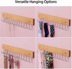 Wall Mounted Necklace Holder, Farmhouse Style Necklace Holder, Tangle Free Wall Jewelry Organizer with 28 Hooks(2 Packs,Natural)