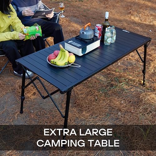 50" Camping Table,Roll Up Aluminum Picnic Table with Adjustable Hight Le...