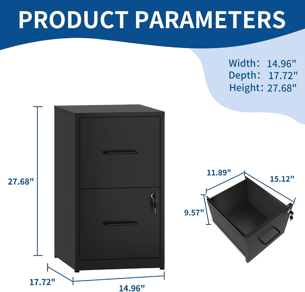 2 Drawer File Cabinet with Lock,Vertical Filing Storage Cabinet | Filing Cabi...