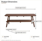 Foldable Coffee Table with Storage Shelf, Walnut Wood 47"