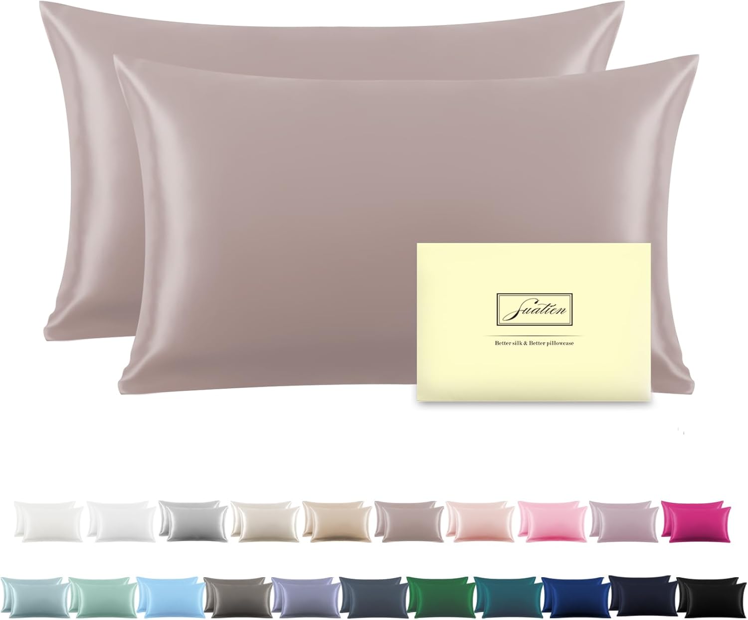 Silk Pillowcase for Hair and Skin,Soft,Breathable and Sliky 100% Silk Pillowcases King Set of 2,Both Sides Natural Mulberry Silk Pillow Cases with Hidden Zipper(King Size 20"X 36",2pcs)