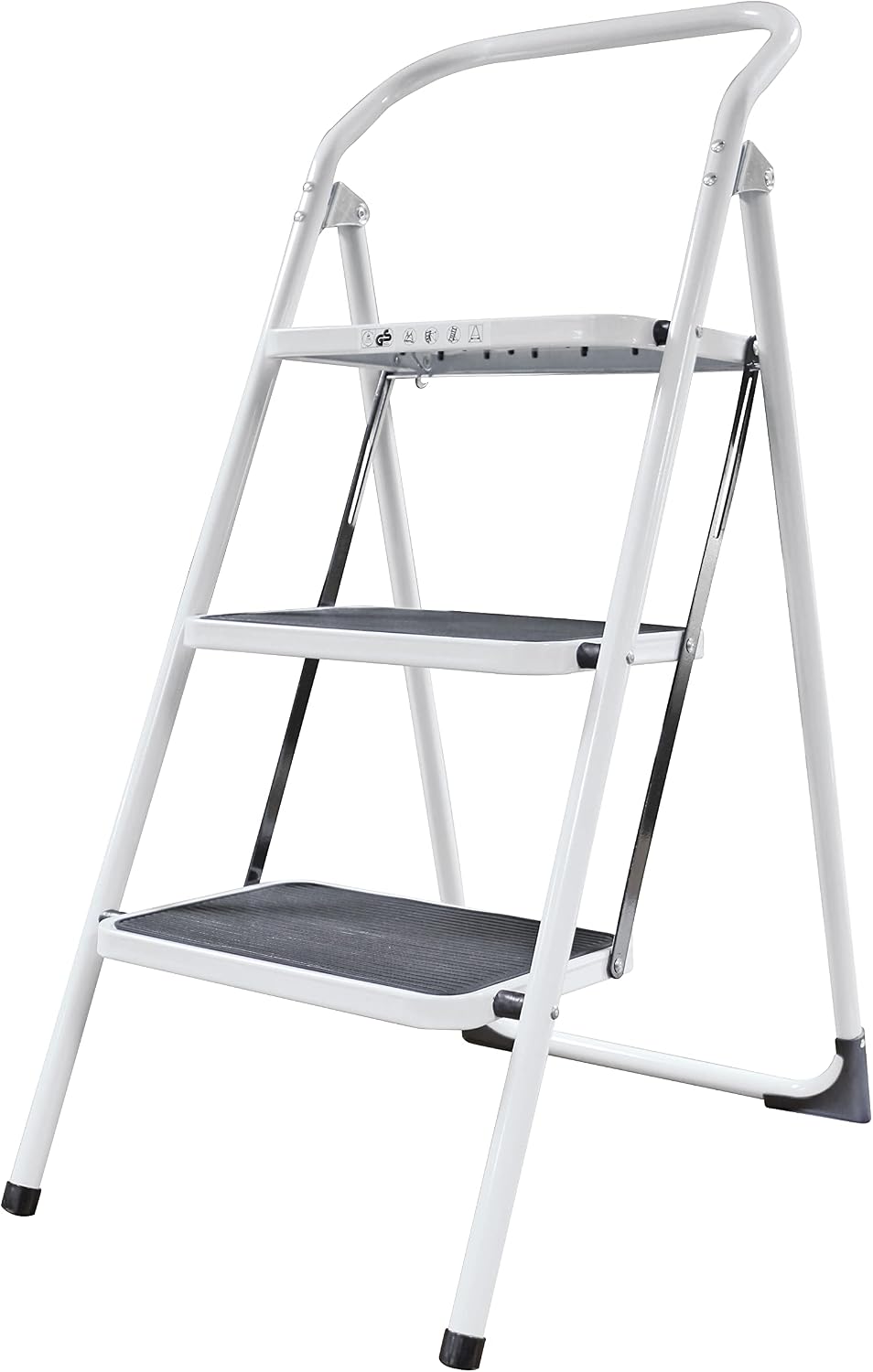 Amig - Folding Steel Stool - 3 Non-Slip Treads - Max Load 150 kg - Profession...
