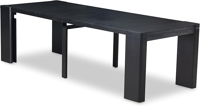X12EL-006-35 - 13-piece Modern Dining Room Table Set a Rectangular Kitchen Table and 12 Doeskin Linen Fabric Dining Chair, 39x120 Inch, Wire Brushed Black