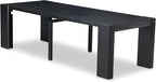 X07EL-B06-35 - 9-piece Dining Room Table Set a Rectangular Kitchen Table with a wooden Bench and 7 Doeskin Linen Fabric Dining Chair, 39x120 Inch, Wire Brushed Black