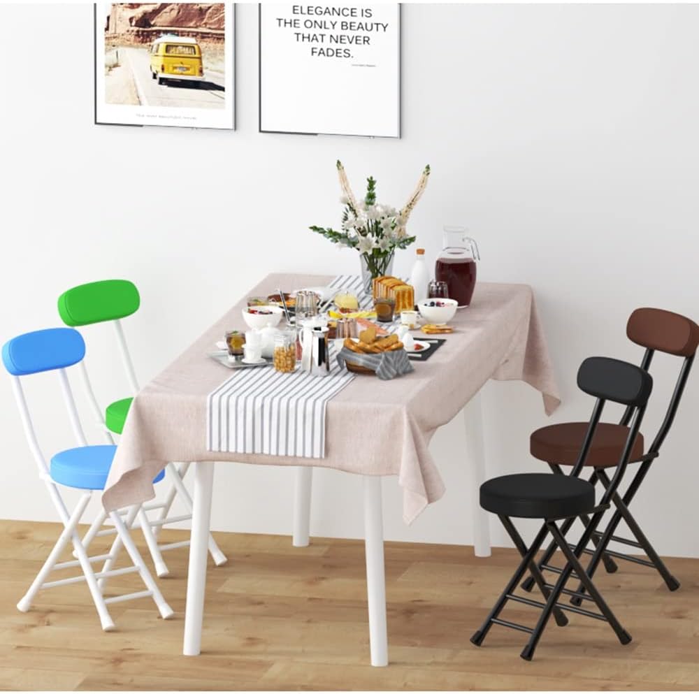 Foldable Bar Stool with Backrest, Portable Folding Chair for Kitchen, Breakfa...