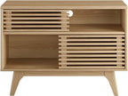 Modway Render Mid-Century Modern Two-Tier Display Stand in Oak