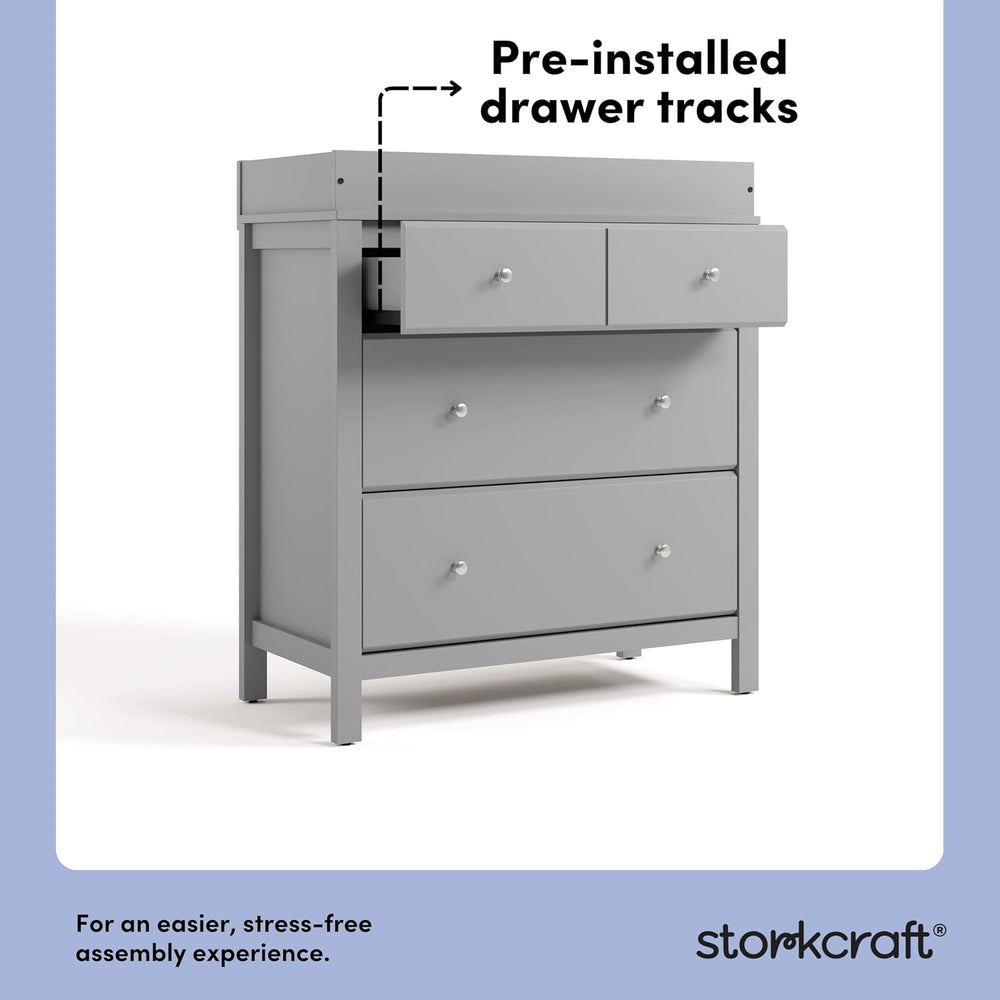 Storkcraft Horizon 3 Drawer Chest with Changing Topper, Pebble Gray