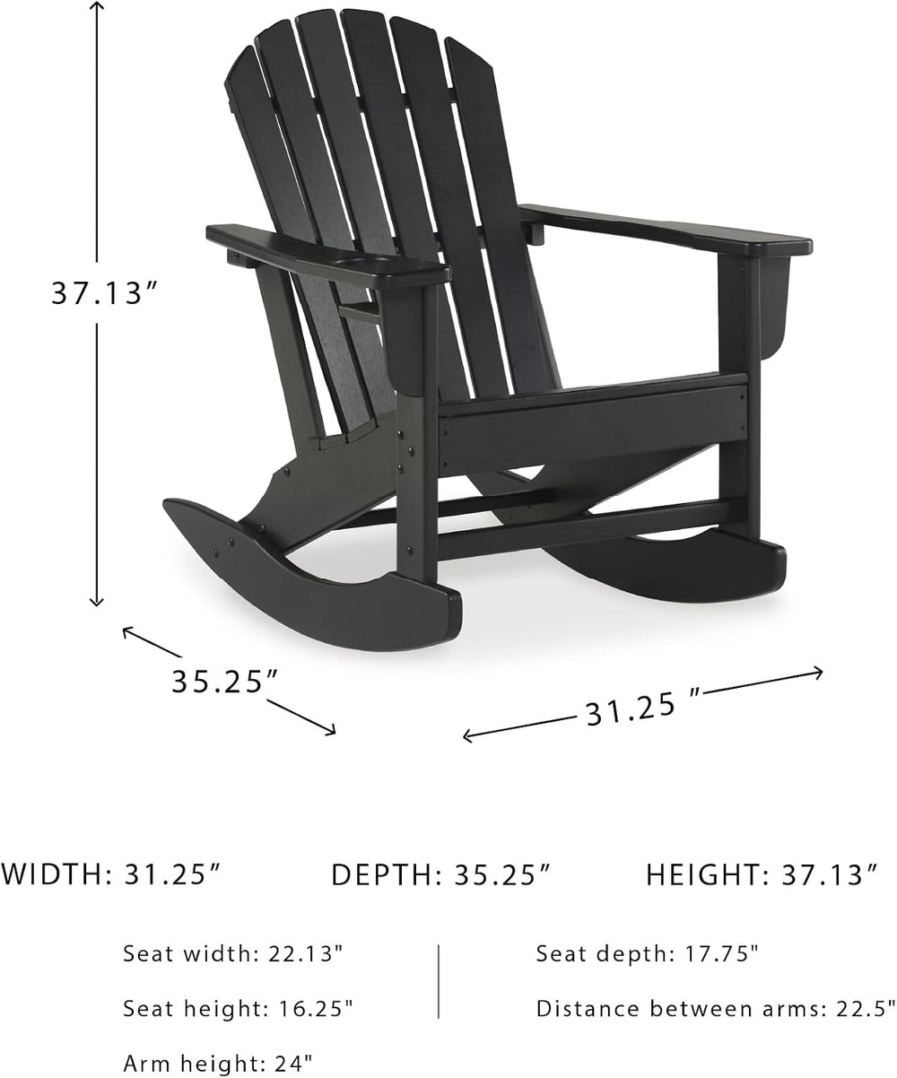 Signature Design by Ashley Sundown Treasure Outdoor Rocking Chair in Black, A...