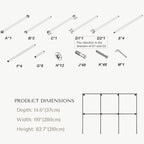 Industrial Pipe Clothing Rack, Heavy Duty Wall Mounted Clothes Rack,Retail Display Hanging Garment Rod for Laundry Rooms, Closet Storage, 14.6x110x82.7 Inches, Model K04