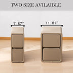 Narrow Nightstand, Solid Wood Night Stand for Small Spaces, Couch, Khaki Color 7.87in Wide