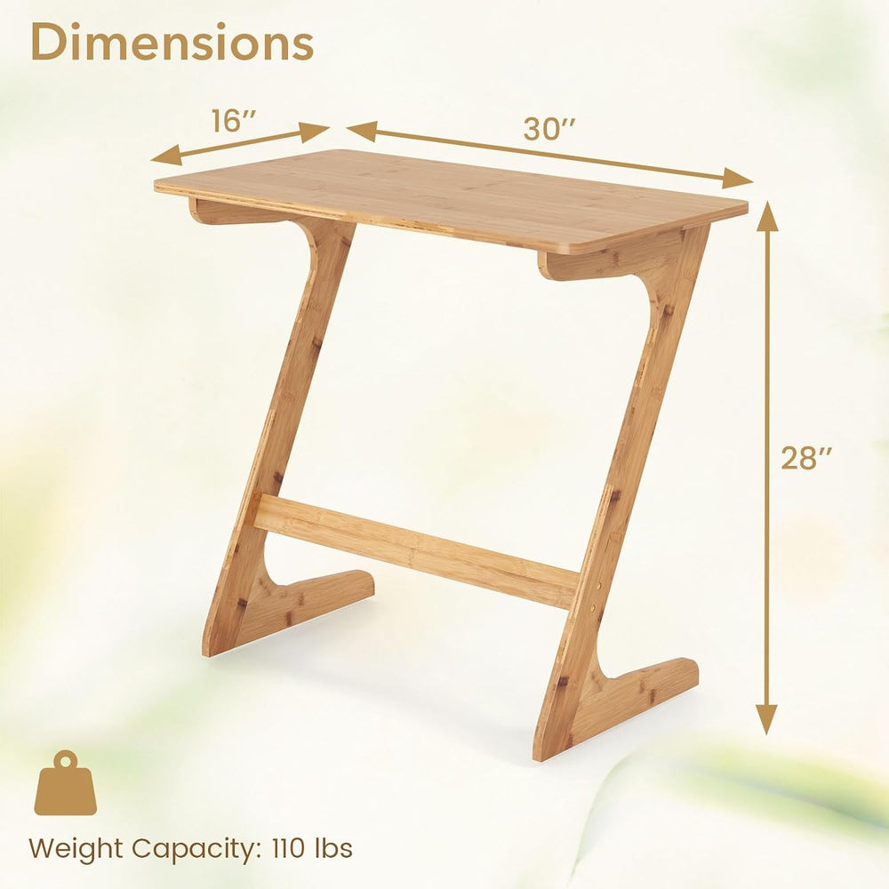 GOFLAME Bamboo TV Tray Table, Z Shaped Sofa Side Table for Laptops, Snacks &a...
