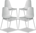 Poly & BARK Isla Modern Kitchen Chairs Set of 4 - Plastic Dining Chair with Metal Legs - Quick Assembly Simple Cafe Chairs Plastic for Indoor or Outdoor - Feather Grey