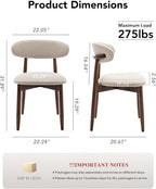 Dining Room Chairs Set of 2, Upholstered Farmhouse Dining Chairs, Modern Fabric Kitchen Chairs with Solid Wood Leg,Beige