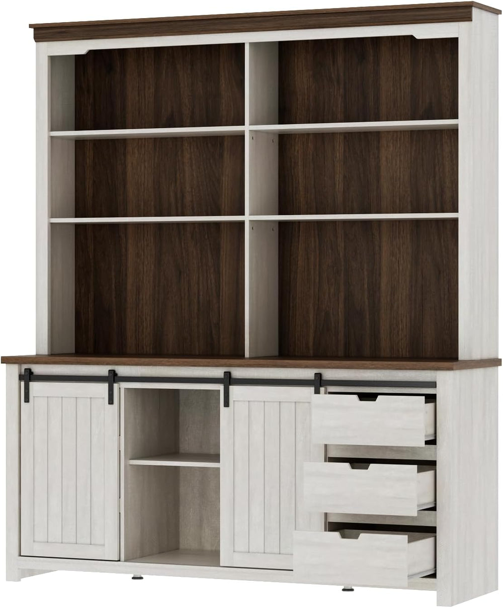 Bobve 78 * 67" Large Farmhouse Pantry Cabinet with Countertop, Buffet Ca...