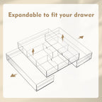 1 Pcs Acrylic Desk Drawer Organizer 2 Inch Height Expandable Drawer Organizer Trays with Adjustable Compartments Desk Accessories for Makeup Silverware Office Bathroom(Clear, Classic)